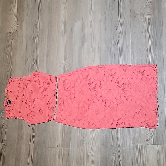 Bebe Lace Skirt & Top Coral - Picture 11 of 12